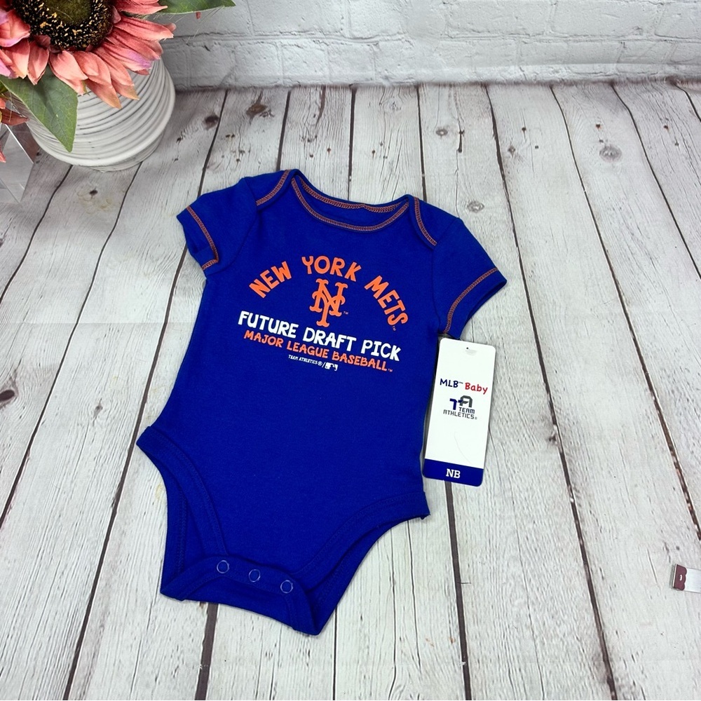 NWT MLB New York Mets Blue Baby Bodysuit short sleeve one piece fandom sporty